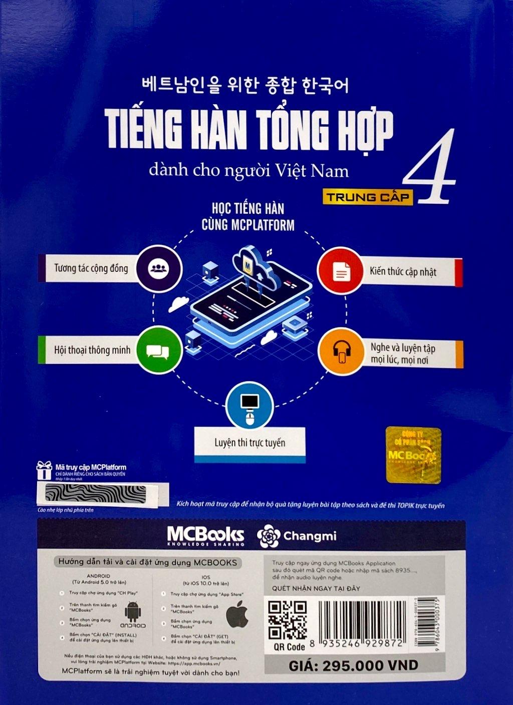 Tiếng Hàn Tổng Hợp Trung Cấp 4 (Phiên Bản Mới – In Màu)