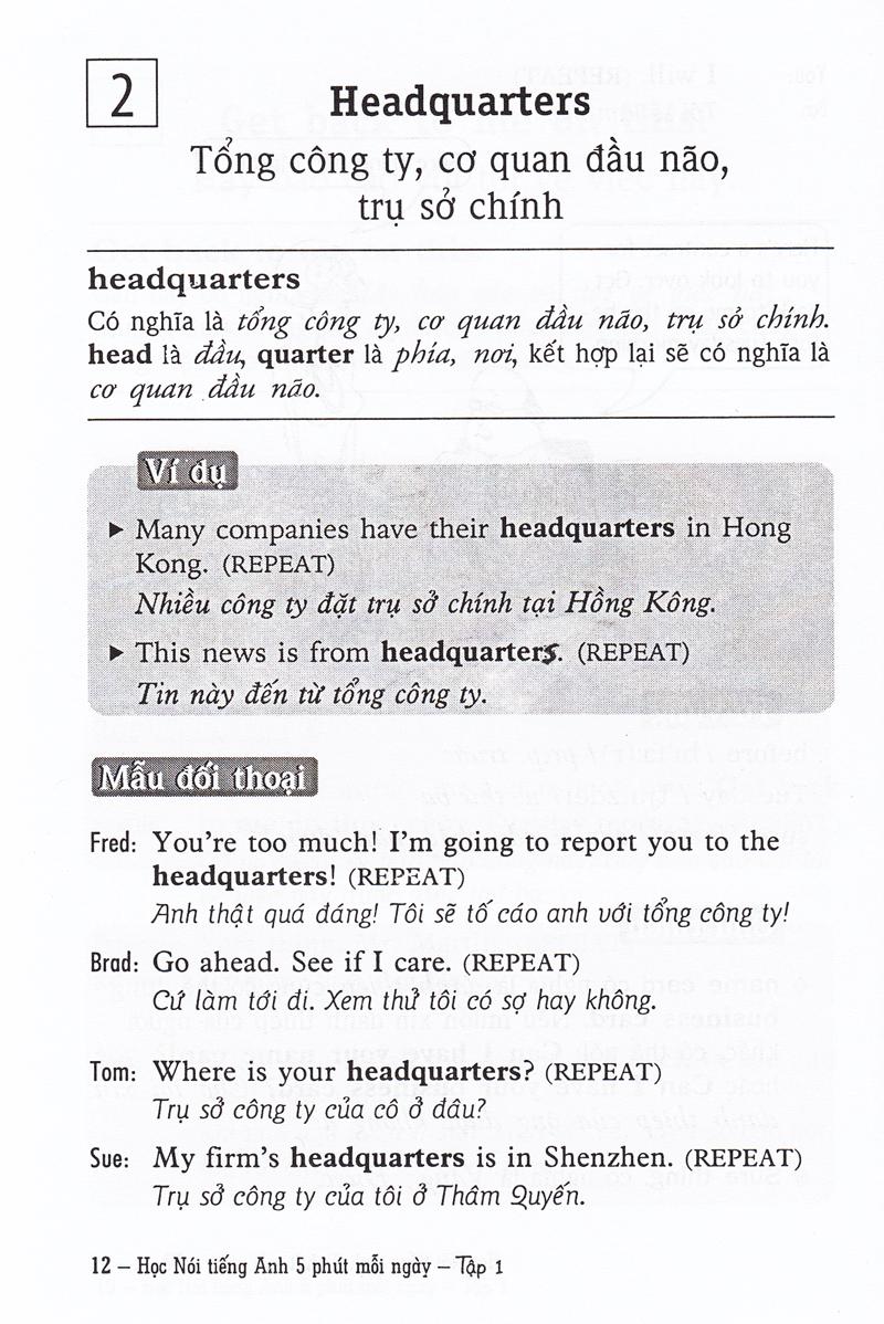Học Nói Tiếng Anh 5 Phút Mỗi Ngày - Tập 1 (Kèm CD)