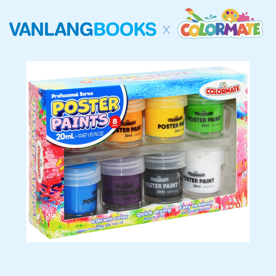 Sách Bí Quyết Vẽ Màu Nước (Tái Bản) + Hộp 8 Màu Vẽ Poster Paint 20ml - Vanlangbooks x Colormate