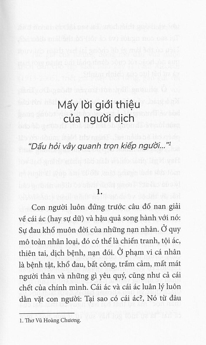 Cái Ác - Một Thách Thức Đối Với Tiết Học Và Thần Học