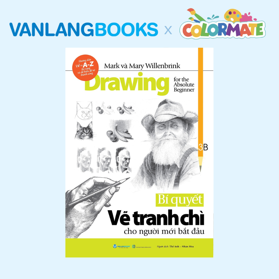 Sách Bí Quyết Vẽ Tranh Chì Cho Người Mới Bắt Đầu + Bộ Màu Vẽ Đa Năng CM-70 - Vanlangbooks x Colormate