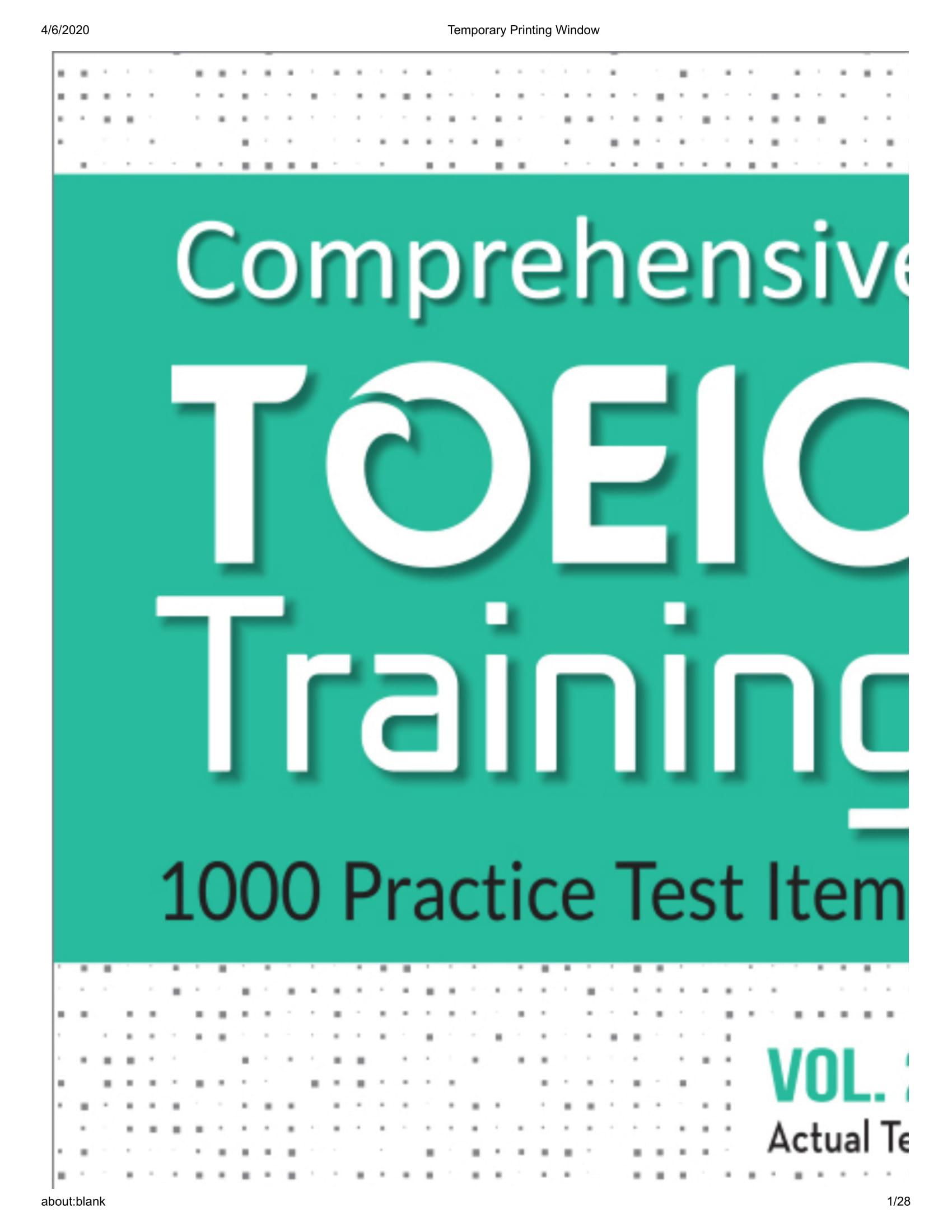 Comprehensive Toeic Training 1000 Practice Test Items (Vol 2) - Kèm CD
