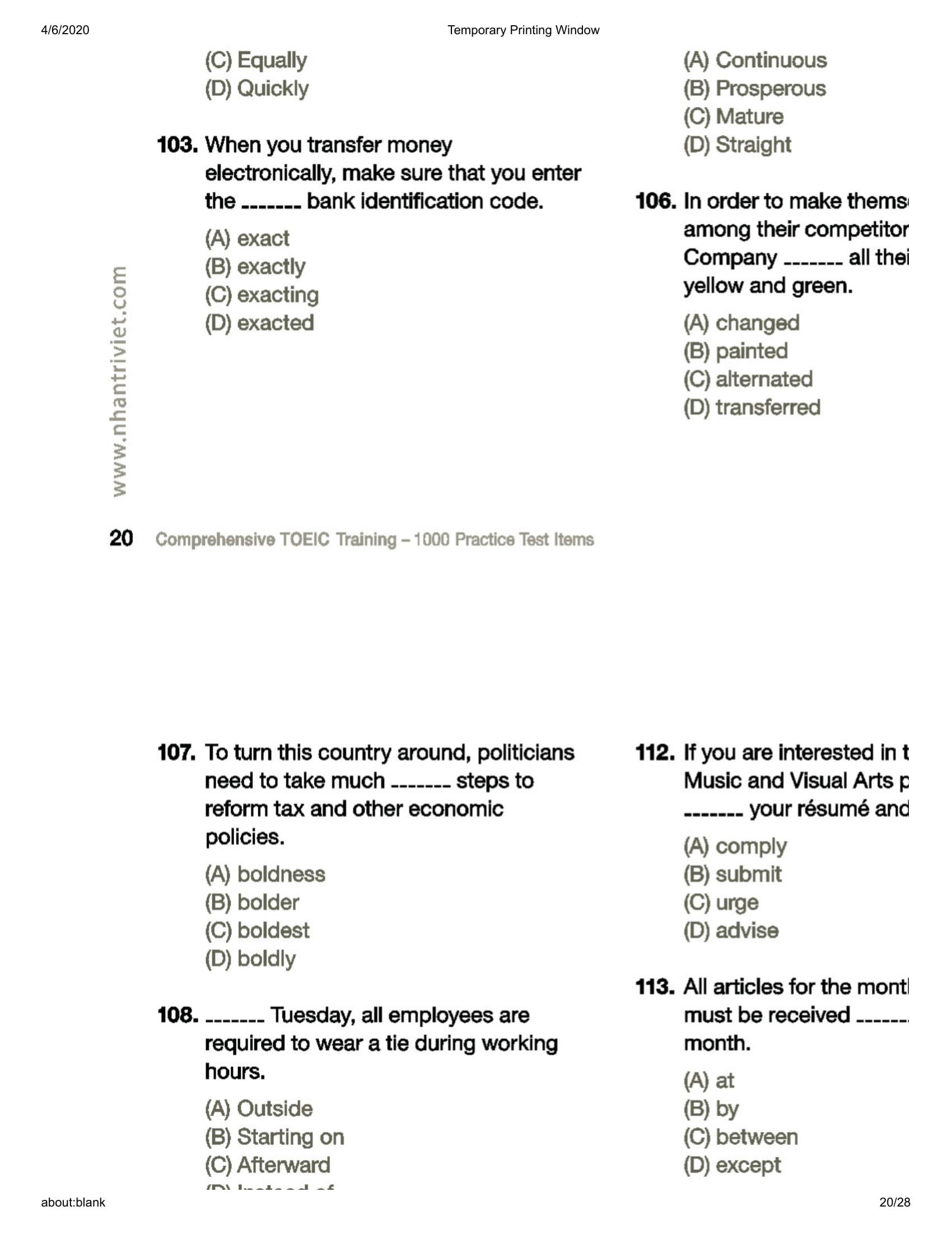 Comprehensive Toeic Training 1000 Practice Test Items (Vol 2) - Kèm CD