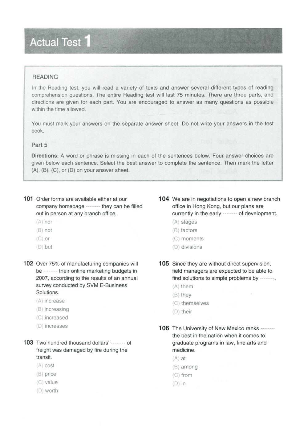 New TOEIC Actual Test Part 5,6 (Không CD)