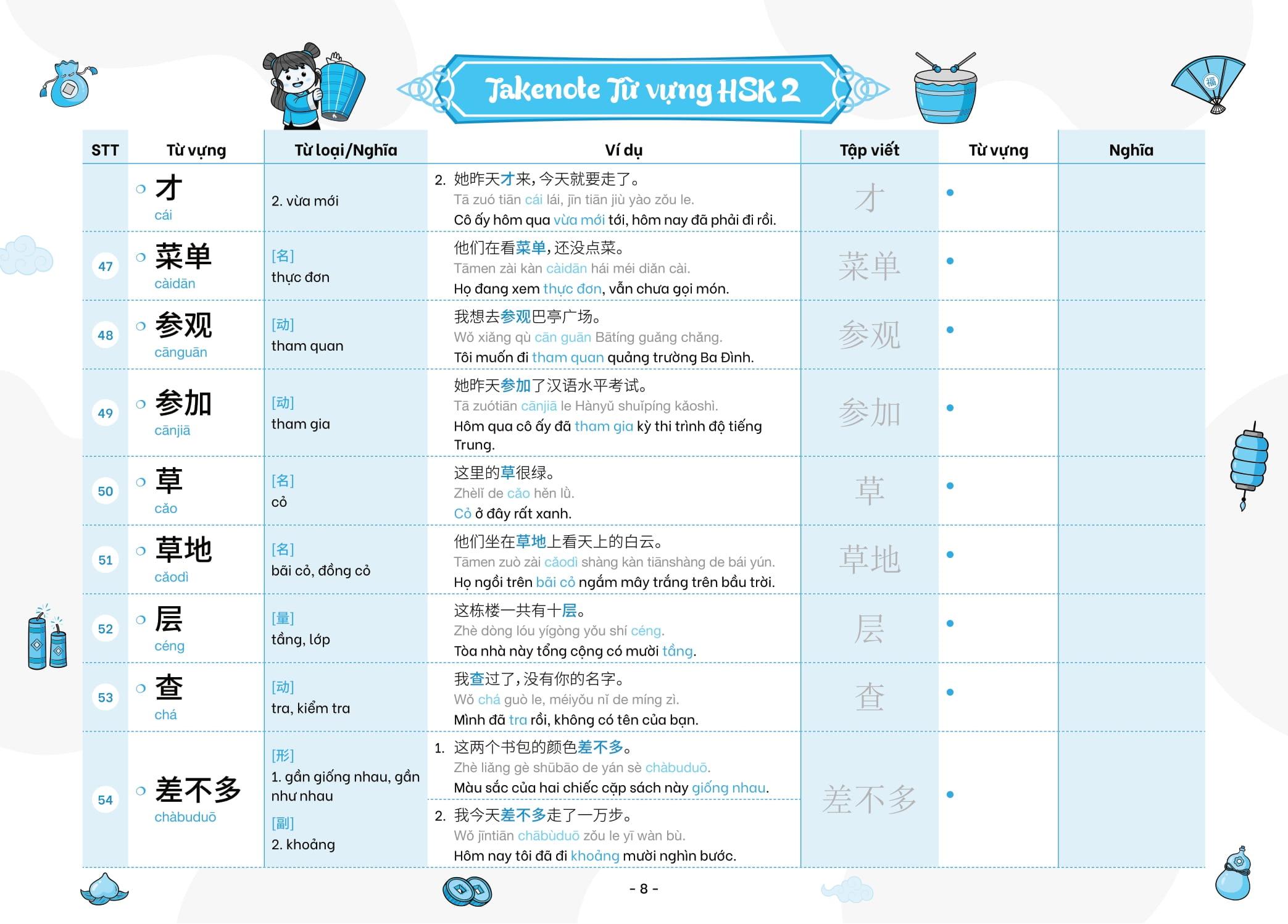 Sách - Takenote - Từ Vựng HSK Tiếng Trung - HSK2 (Cung Cấp 772 Từ Vựng)