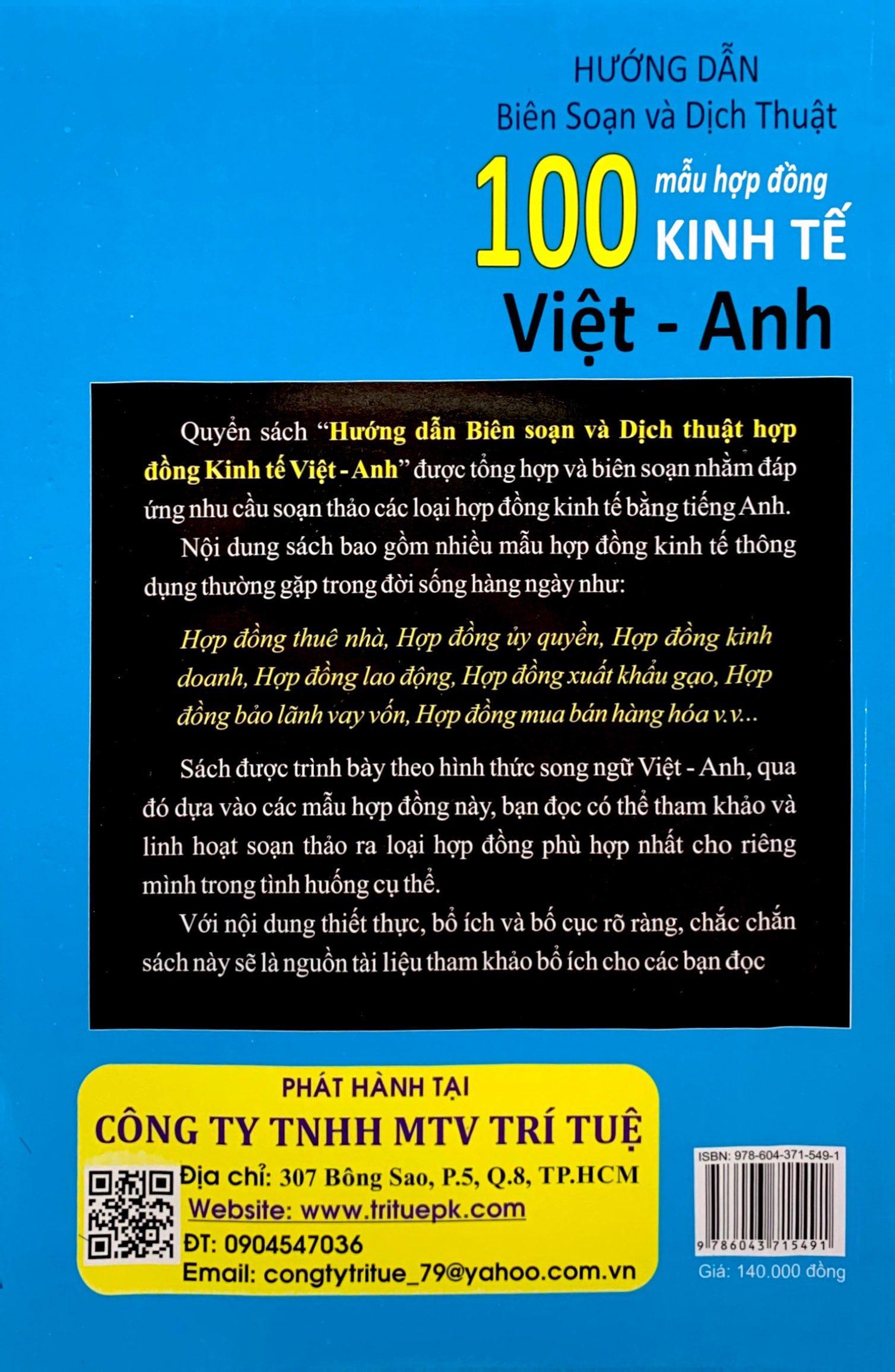 Hướng Dẫn Biên Soạn Và Dịch Thuật 100 Mẫu Hợp Đồng Kinh Tế Việt - Anh