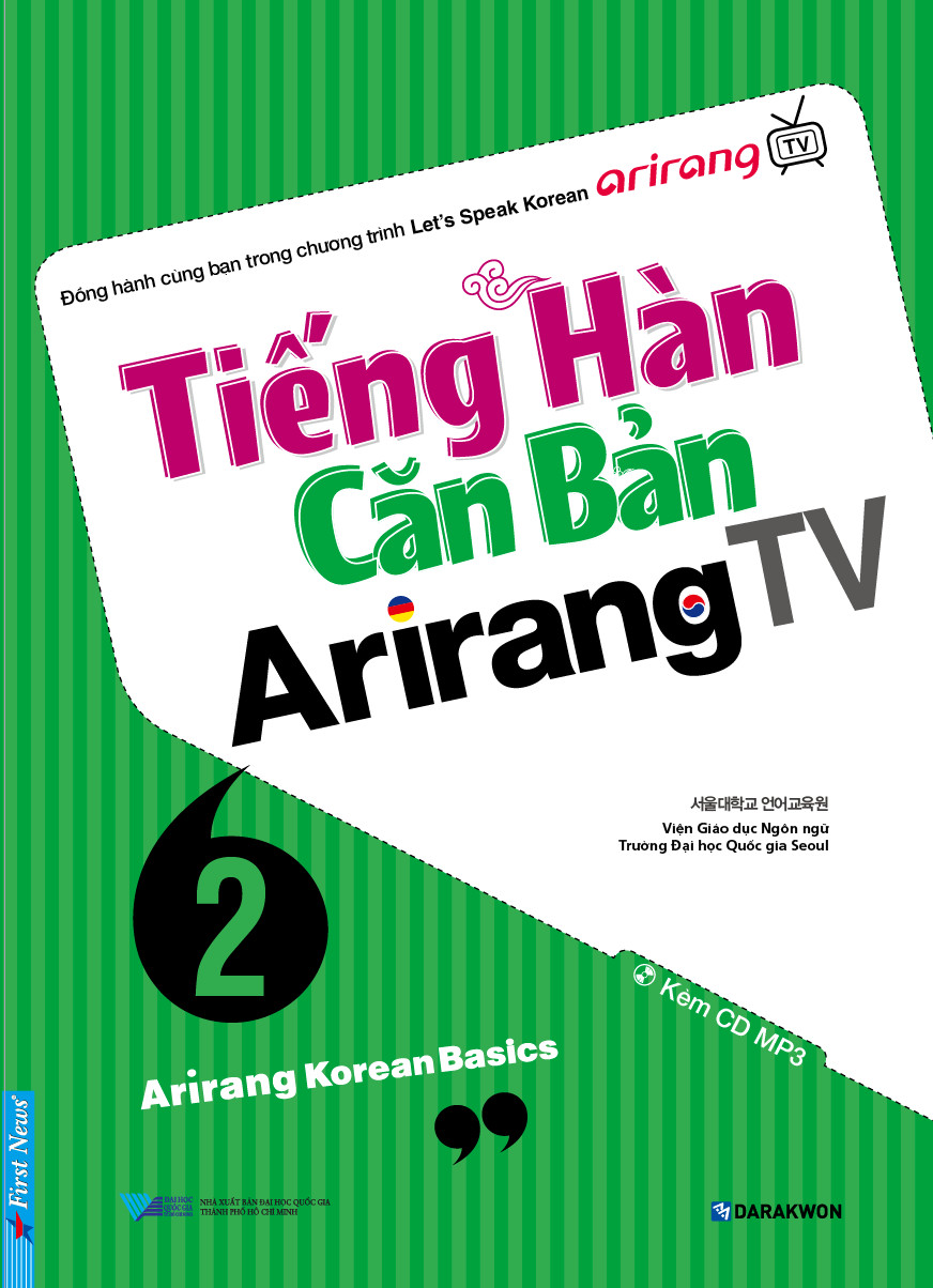 Bộ sách luyện giao tiếp tiếng hàn căn bản (Tiếng Hàn Căn Bản Arirang TV tập 1 +2) + CD