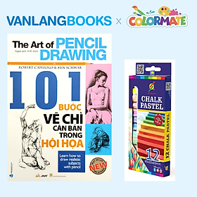Sách 101 Bước Vẽ Chì Căn Bản Trong Hội Họa + Hộp Giấy 12 Cây Phấn Màu - Vanlangbooks x Colormate
