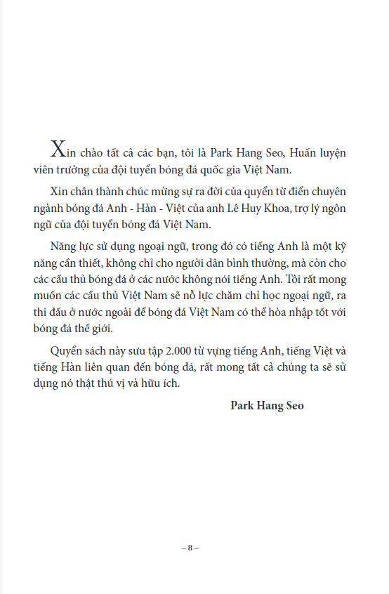 2000 Từ Vựng Chuyên Nghành Bóng Đá Anh - Việt - Hàn