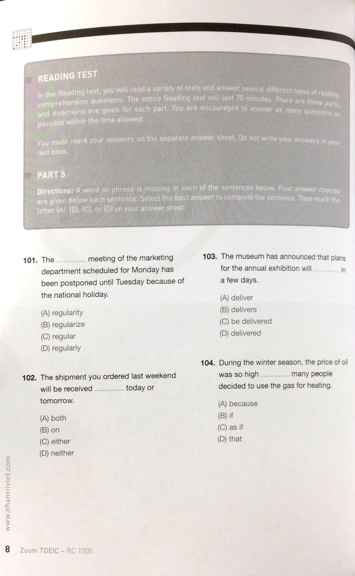Zoom TOEIC RC 1000