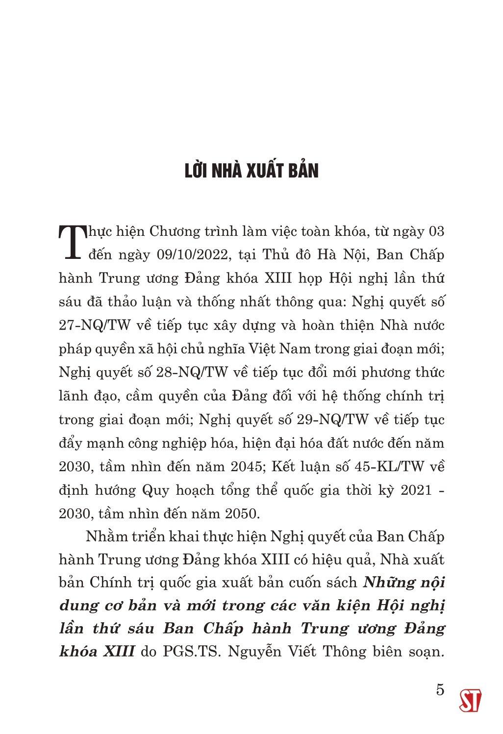 Những Nội Dung Cơ Bản Và Mới Trong Các Văn Kiện Hội Nghị Lần Thứ Sáu Ban Chấp Hàng Trung Ương Đảng Khóa XIII