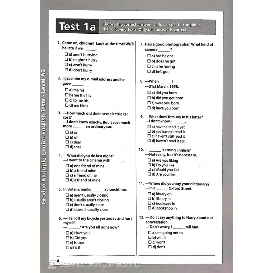 Graded Multiple - Choice English Test Level A2 (Không CD)