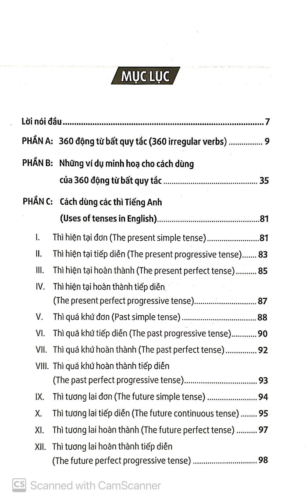 360 Động Từ Bất Quy Tắc & Cách Dùng Các Thì Trong Tiếng Anh (Tái Bản)
