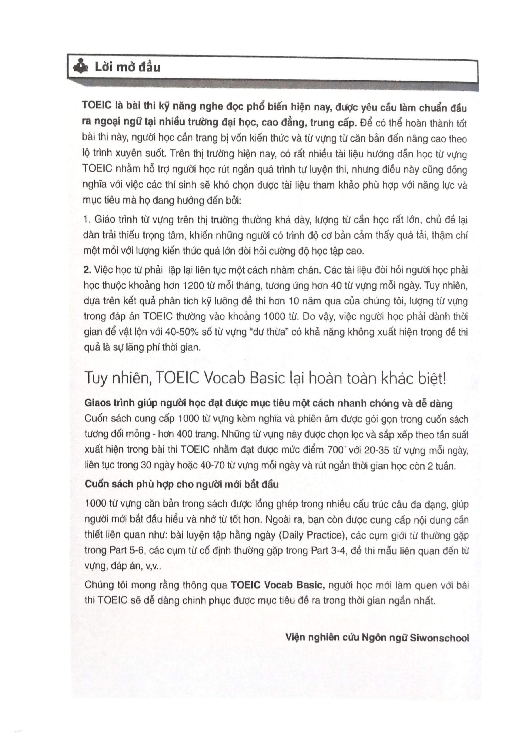 Toeic Vocab Basic - 1000 Từ Vựng Cơ Bản Kèm Bài Tập Dành Cho Người Mới Bắt Đầu (Tái Bản 2023)