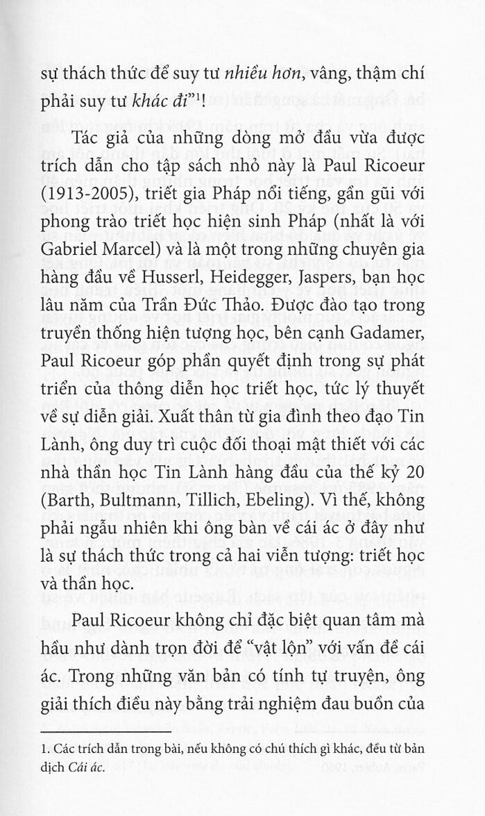 Cái Ác - Một Thách Thức Đối Với Tiết Học Và Thần Học