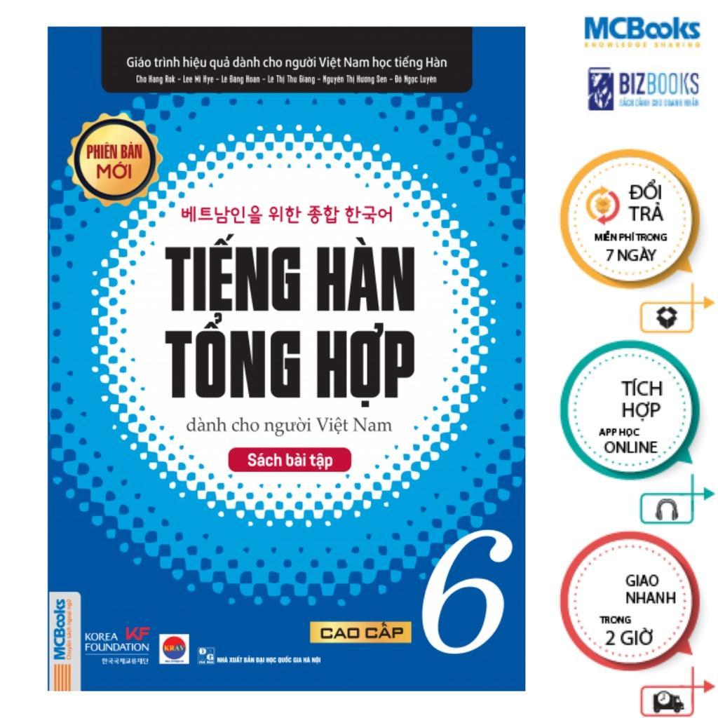 Sách - Tiếng Hàn Tổng Hợp Dành Cho Người Việt Nam - Cao Cấp 5 + 6 - Sách Bài Học + Bài Tập - Bản Màu - Combo 4 Cuốn - MCBooks