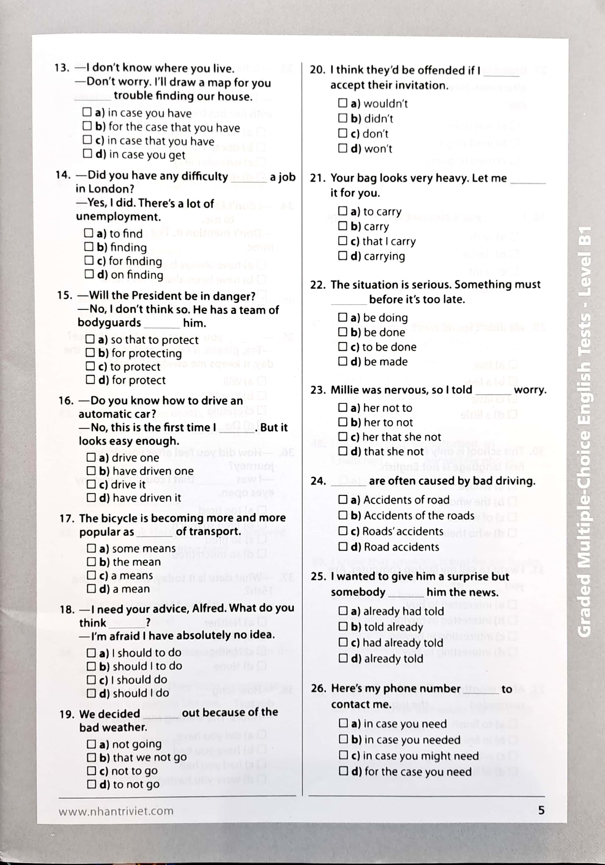 Graded Multiple - Choice English Test Level B1( Không CD)