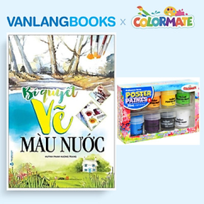 Sách Bí Quyết Vẽ Màu Nước (Tái Bản) + Hộp 8 Màu Vẽ Poster Paint 20ml - Vanlangbooks x Colormate
