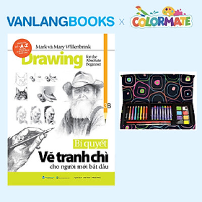 Sách Bí Quyết Vẽ Tranh Chì Cho Người Mới Bắt Đầu + Bộ Màu Vẽ Đa Năng Hộp Giấy M28 - Vanlangbooks x Colormate