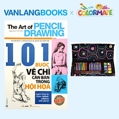Sách 101 Bước Vẽ Chì Căn Bản Trong Hội Họa + Bộ Màu Vẽ Đa Năng Hộp Giấy M28 - Vanlangbooks x Colormate