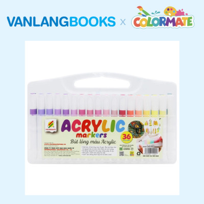 Sách Học Vẽ Tranh Màu Nước + Hộp 36 Bút Lông Màu Acrylic Marker - Vanlangbooks x Colormate