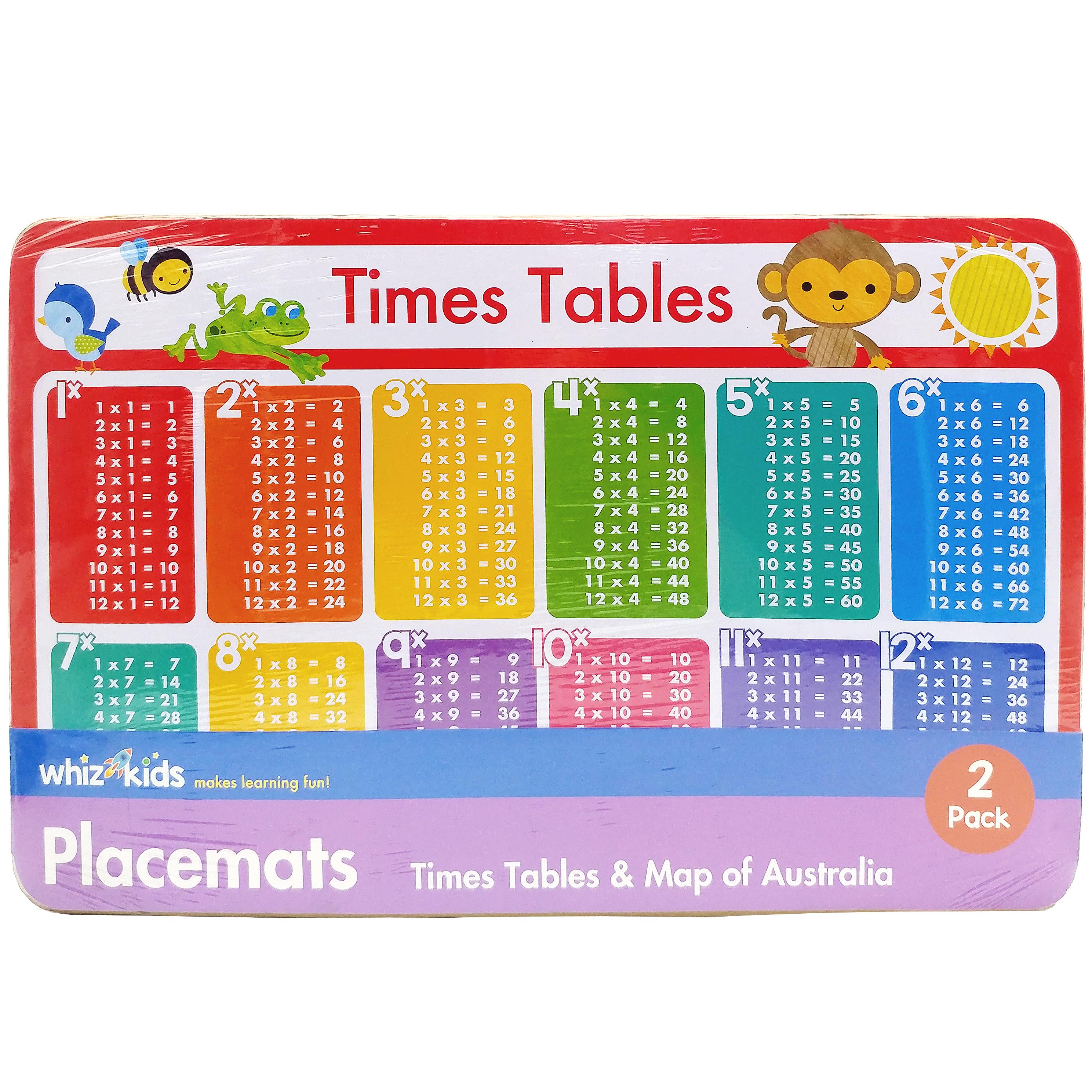 Whiz Kids Placemat Pack: Times Table & Australia Map