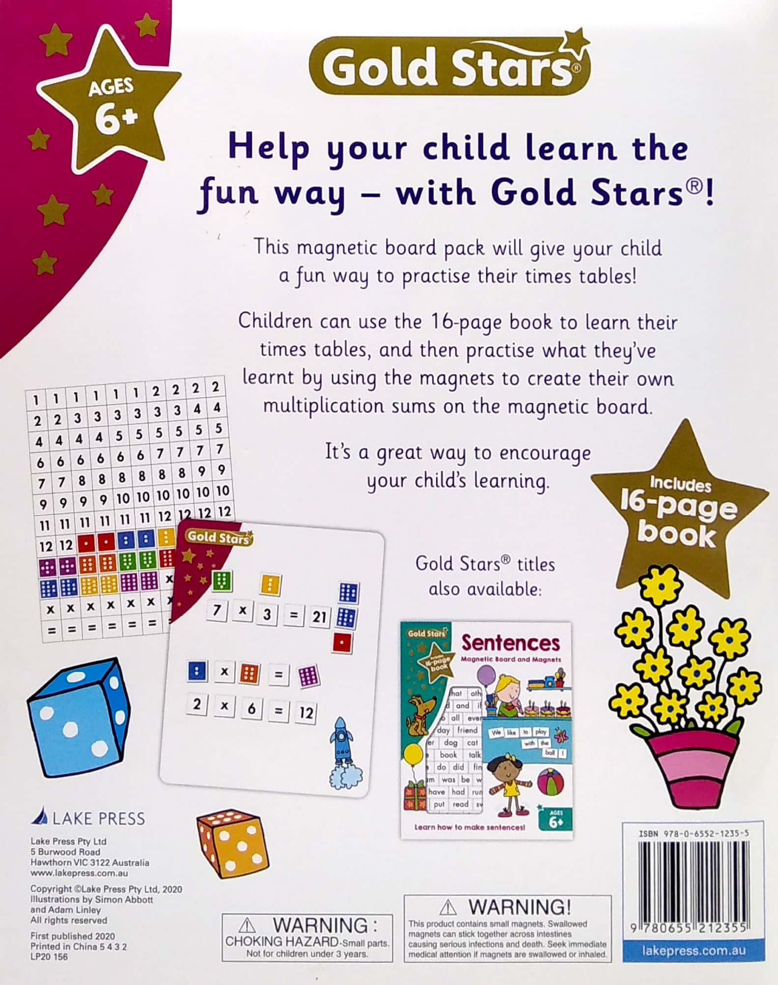 Gold Stars Magnetic Board And Magnets: Times Table
