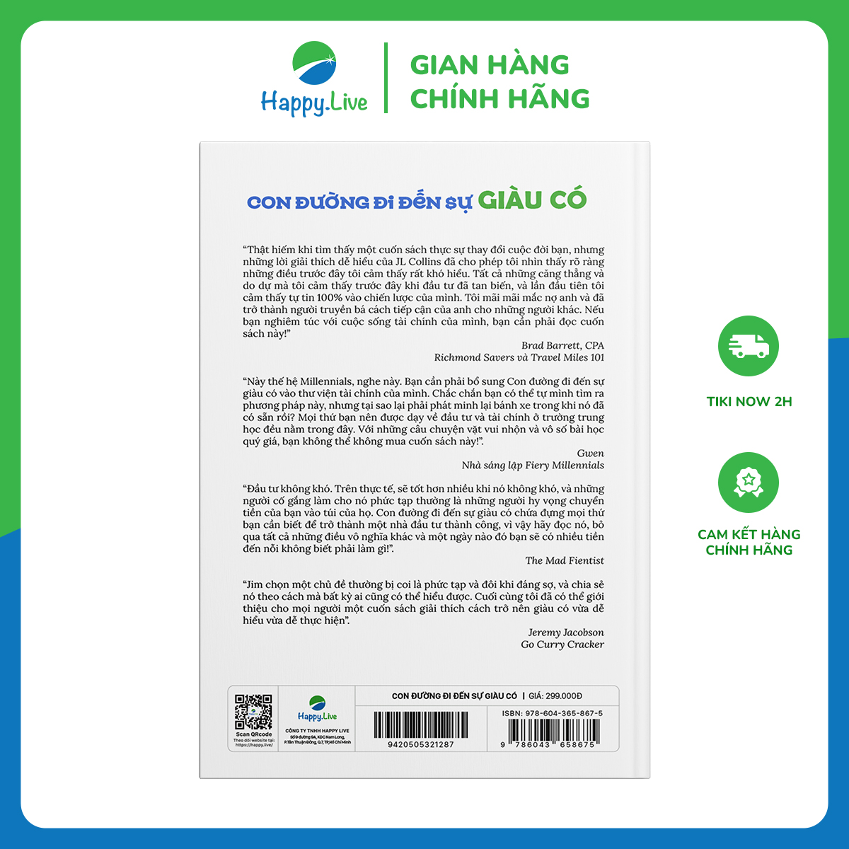 Sách The Simple Path To Wealth: Con đường đi đến sự giàu có - Bản đồ dẫn dắt bạn trên con đường tự chủ tài chính và cuộc sống tự do, thịnh vượng - Happy Live