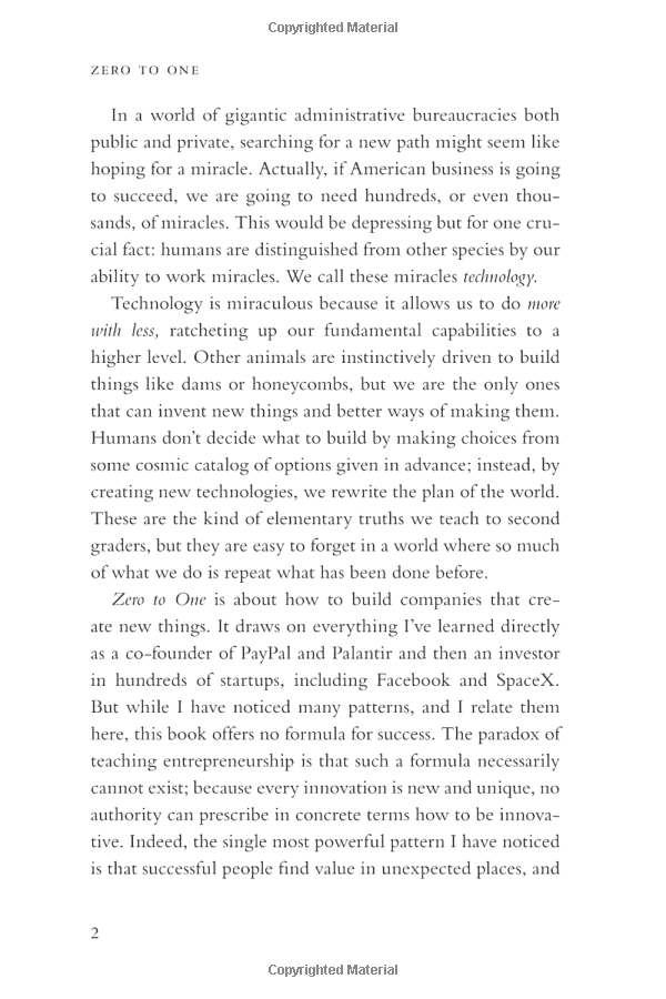 Zero To One: Notes On Start Ups, Or How To Build The Future