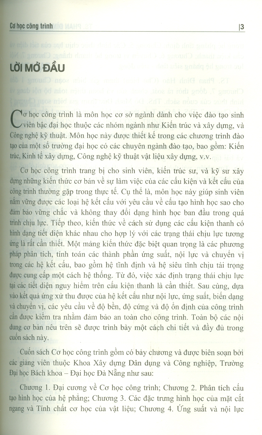 Cơ Học Công Trình - TS. Phan Đình Hào (Chủ biên), ThS. Đỗ Minh Đức, ThS. Lê Cao Tuấn