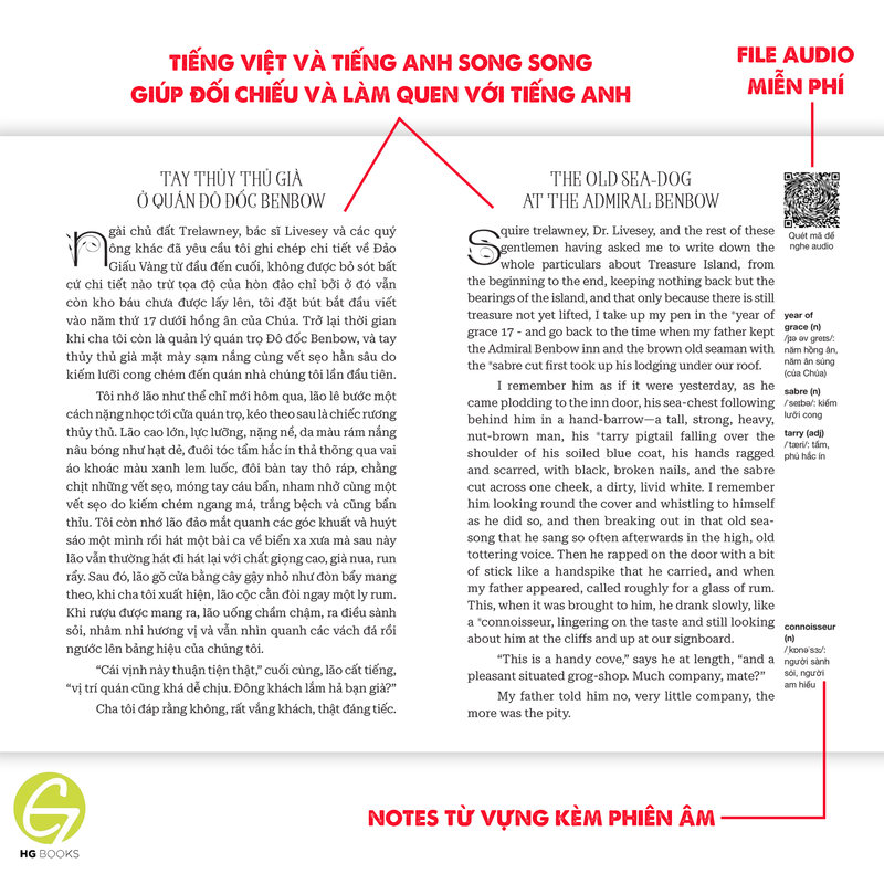 Đảo giấu vàng - Sách song ngữ kinh điển, có note từ vựng, tặng kèm file nghe - HG Books