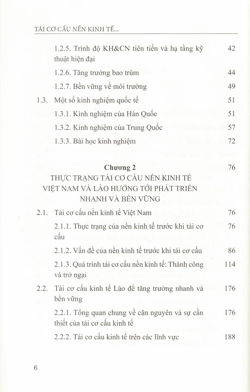 Tái Cơ Cấu nền Kinh Tế Việt Nam & Lào Hướng Tới Phát Triển Nhanh Và Bền Vững (Sách chuyên khảo)
