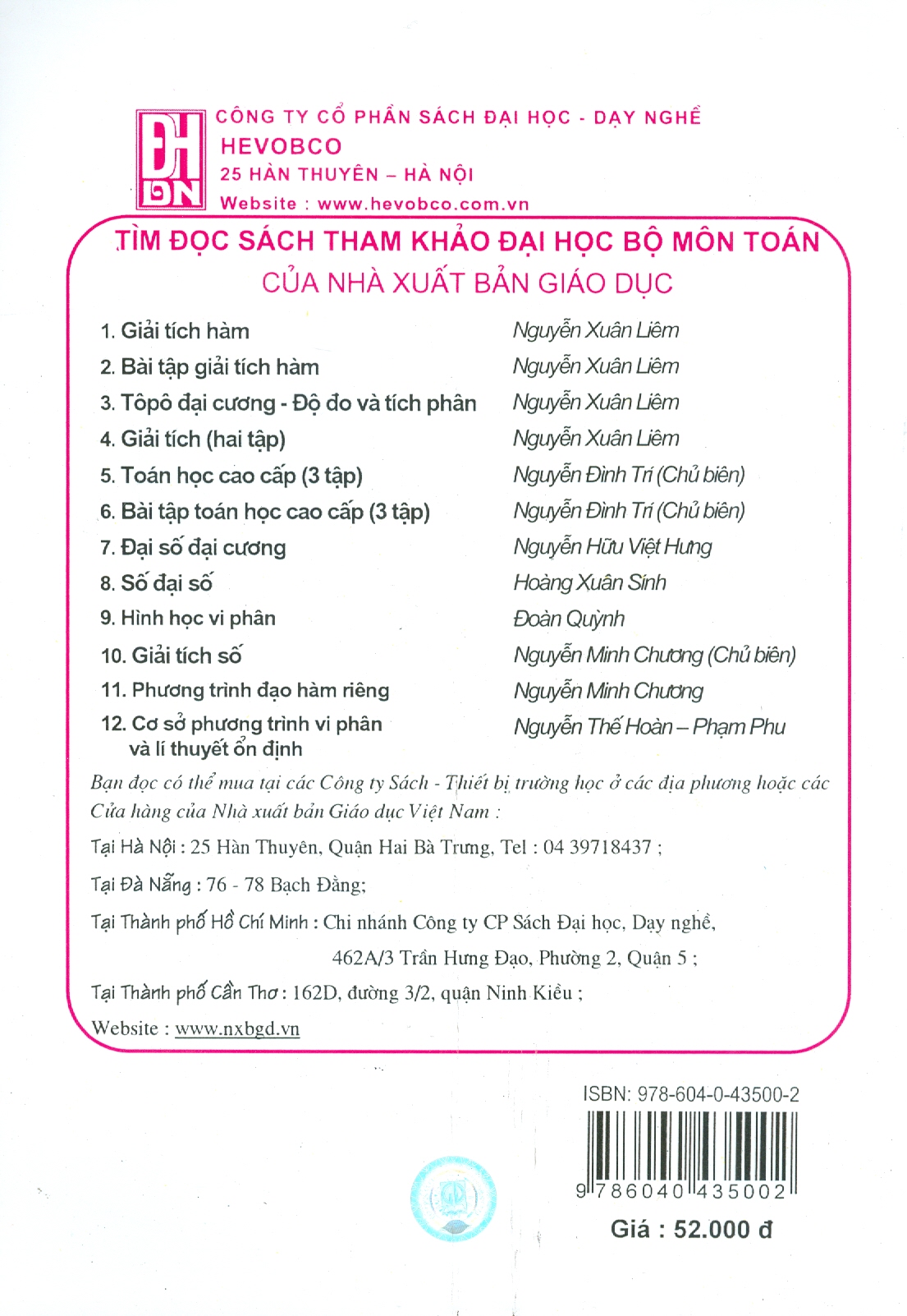 Toán Học Cao Cấp, Tập 3 - Phép Tính Giải Tích Nhiều Biến Số (Tái bản lần thứ hai mươi mốt, năm 2024) - Nguyễn Đình Chí (Chủ biên), Tạ Văn Dĩnh, Nguyễn Hồ Quỳnh