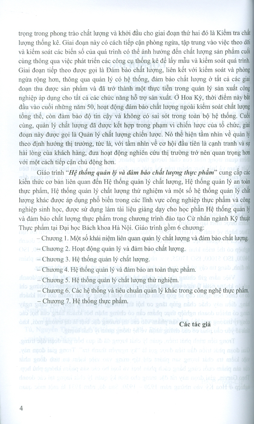 Hệ Thống Quản Lý Và Đảm Bảo Chất Lượng Thực Phẩm - PGS.TS. Nguyễn Thị Minh Tú, PGS.TS. Nguyễn Thị Thảo, TS. Vũ Hồng Sơn