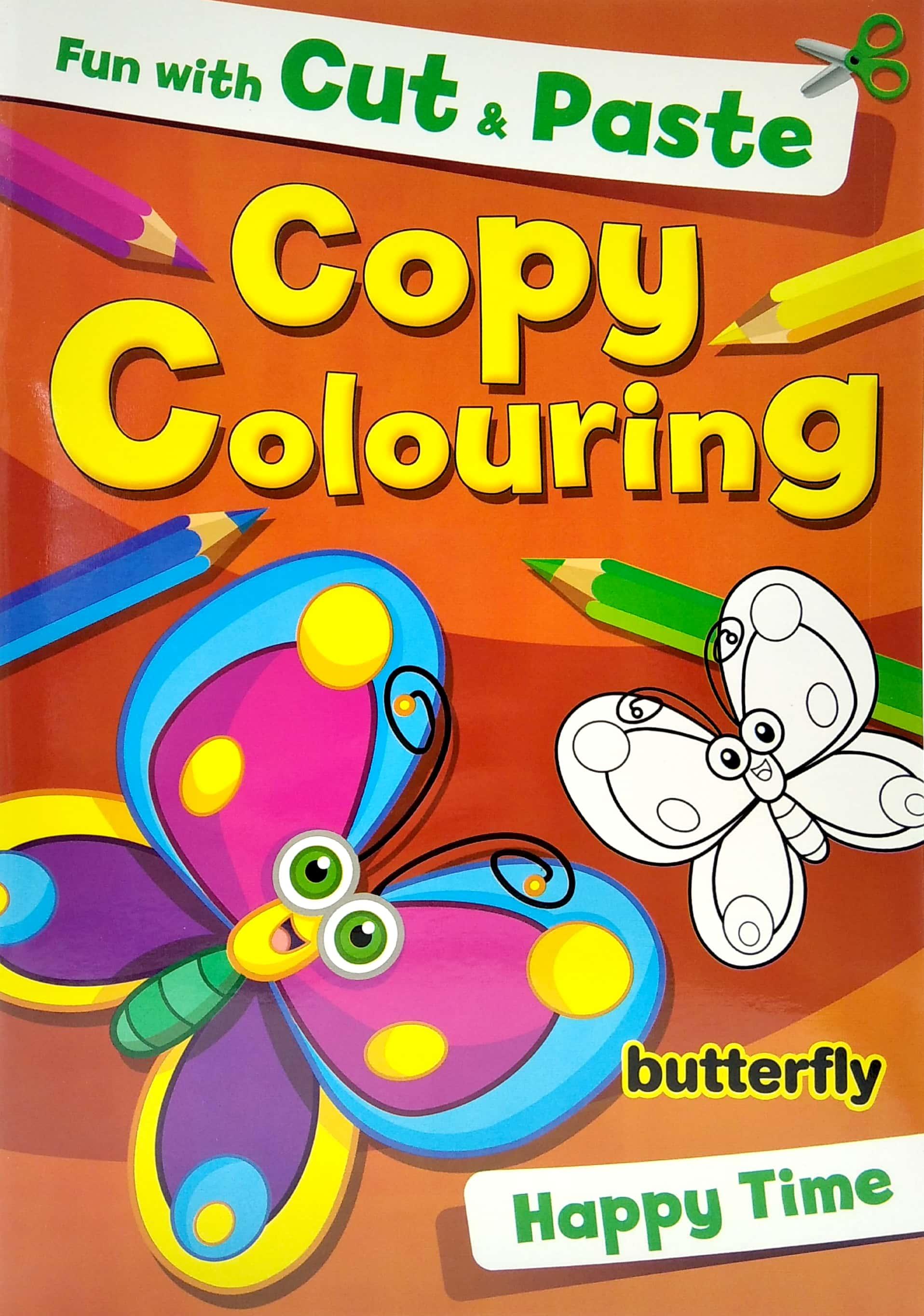 Fun With Cut & Paste Copy Colouring: Butterfly Happy Time