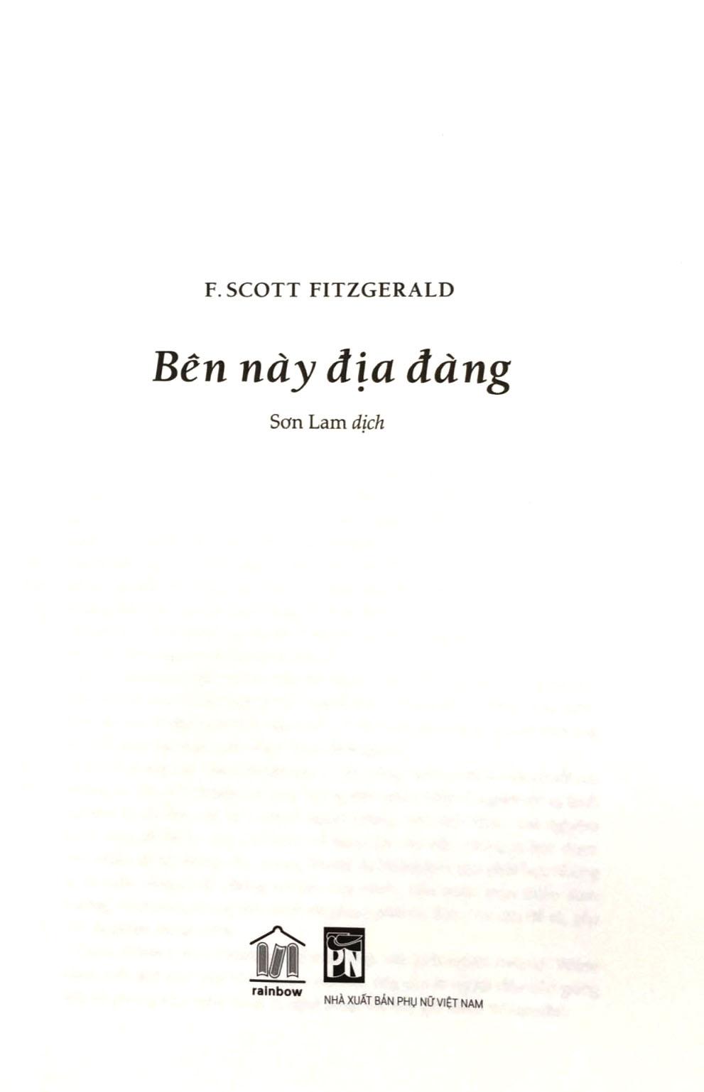 Sách - Bên Này Địa Đàng - This Side of Paradise