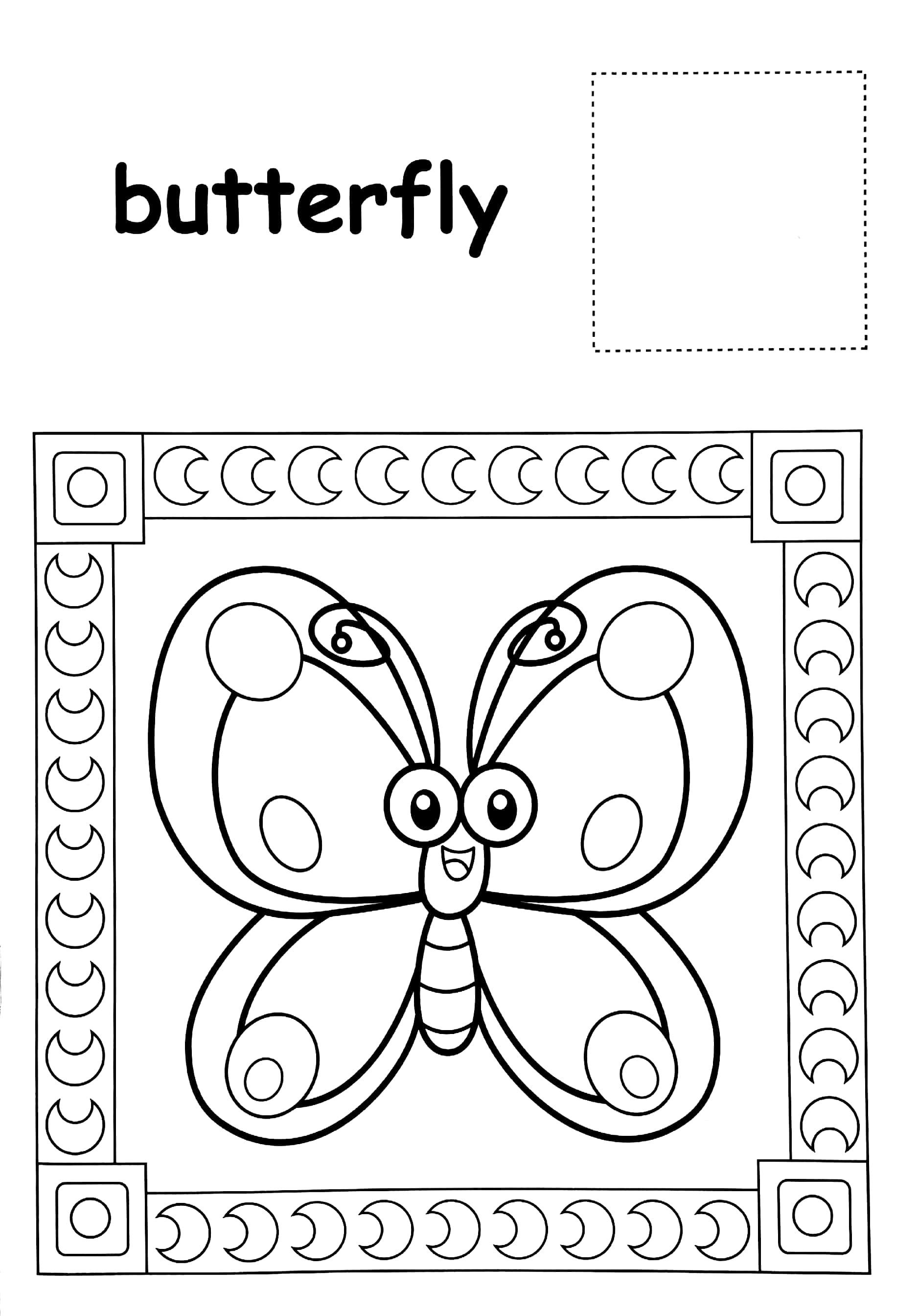 Fun With Cut & Paste Copy Colouring: Butterfly Happy Time