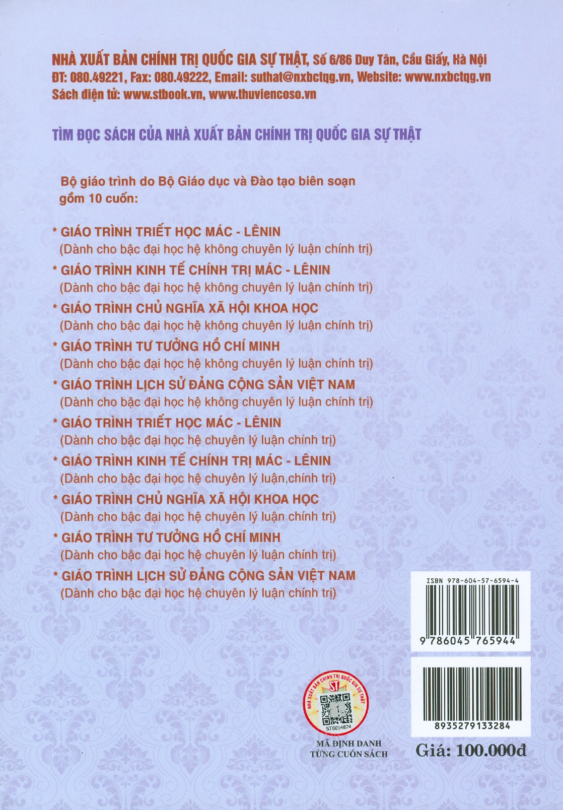 Combo 3 cuốn Giáo Trình Triết Học Mác – Lênin + Giáo Trình Kinh Tế Chính Trị Mác – Lênin + Giáo Trình Lịch Sử Đảng Cộng Sản Việt Nam (Dành Cho Bậc Đại Học Hệ Không Chuyên Lý Luận Chính Trị) - Bộ mới năm 2021