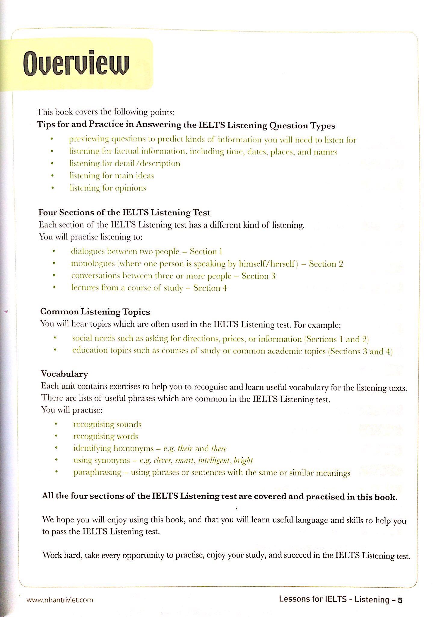 Lessons For IELTS - Listening (Tái Bản 2018)