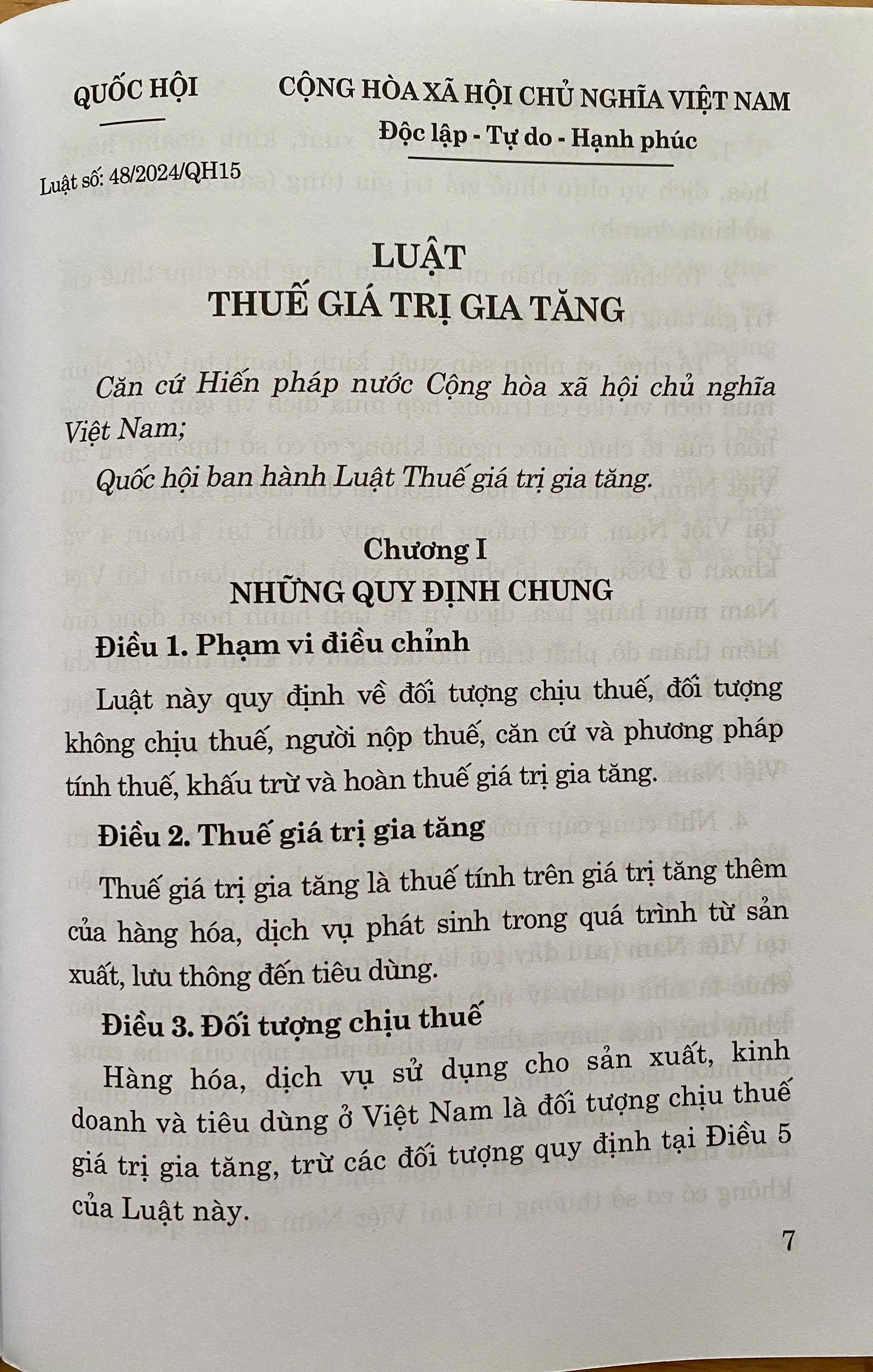 Luật Thuế Giá Trị Gia Tăng Năm 2024