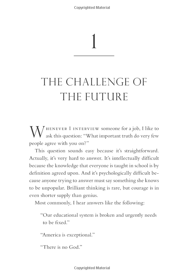 Zero To One: Notes On Start Ups, Or How To Build The Future