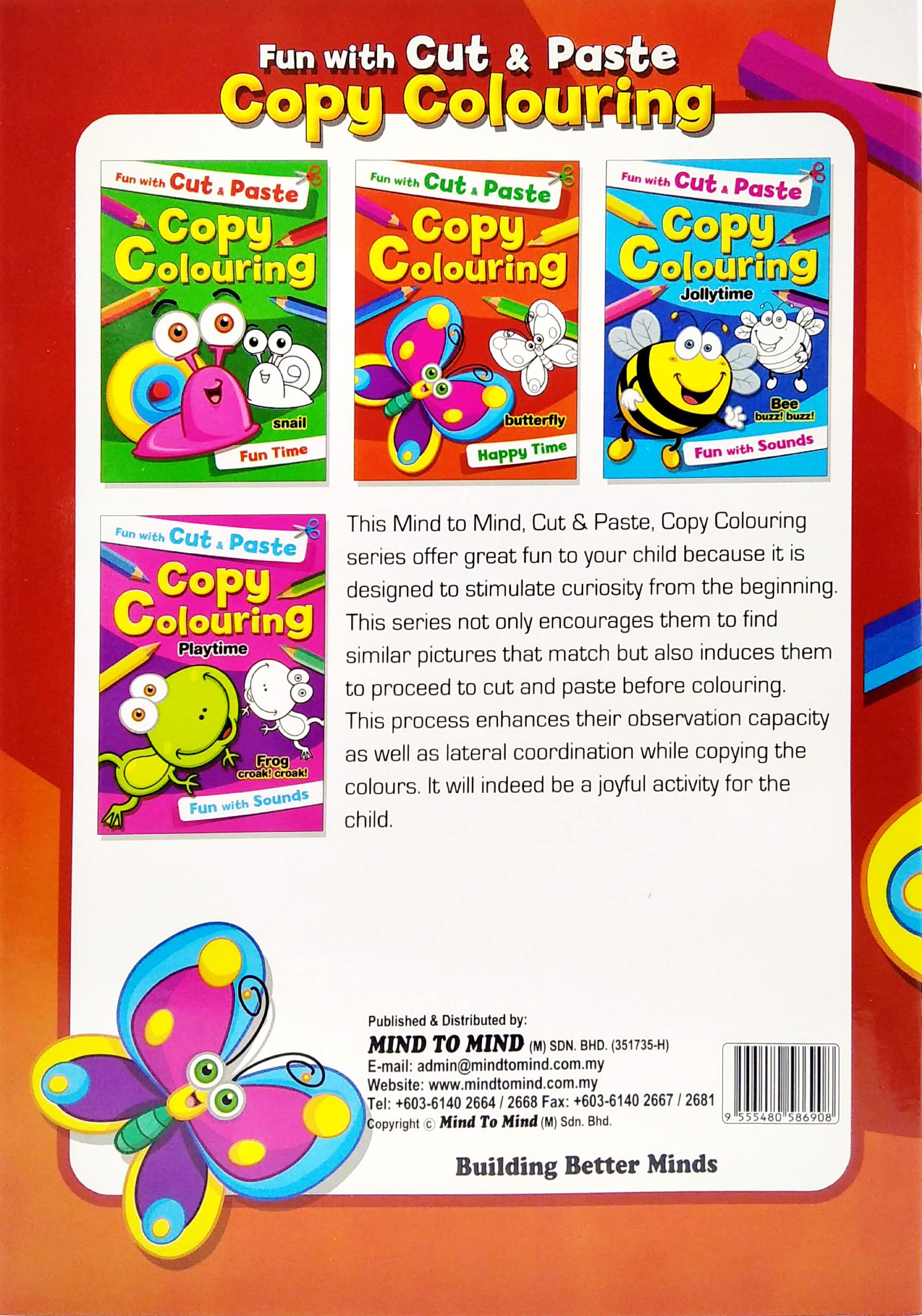 Fun With Cut & Paste Copy Colouring: Butterfly Happy Time