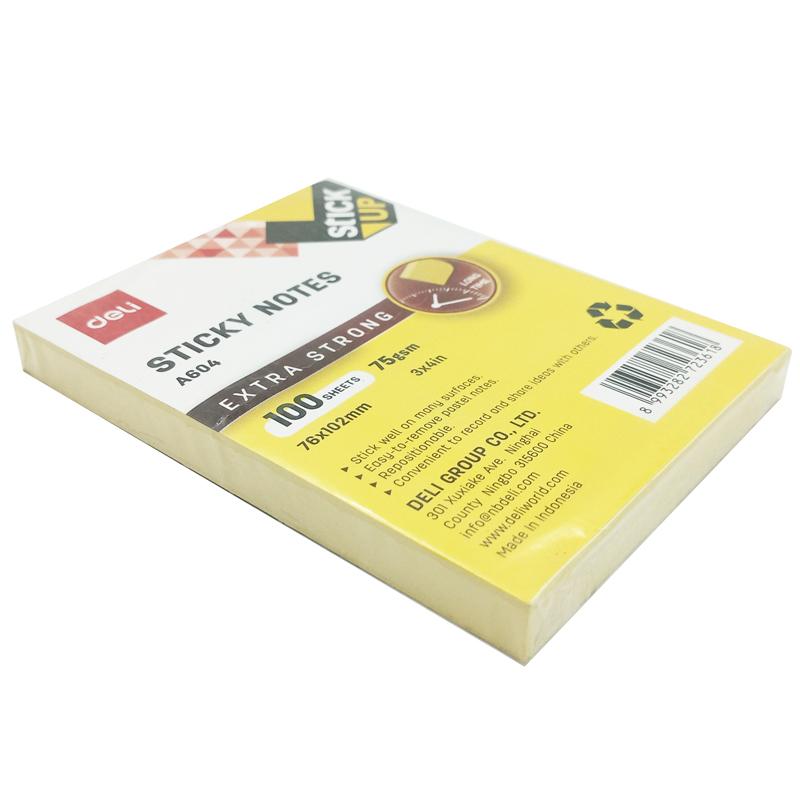 Giấy Note 76 x 102 mm 75gsm - Deli EA604 - Màu Vàng (100 Tờ)