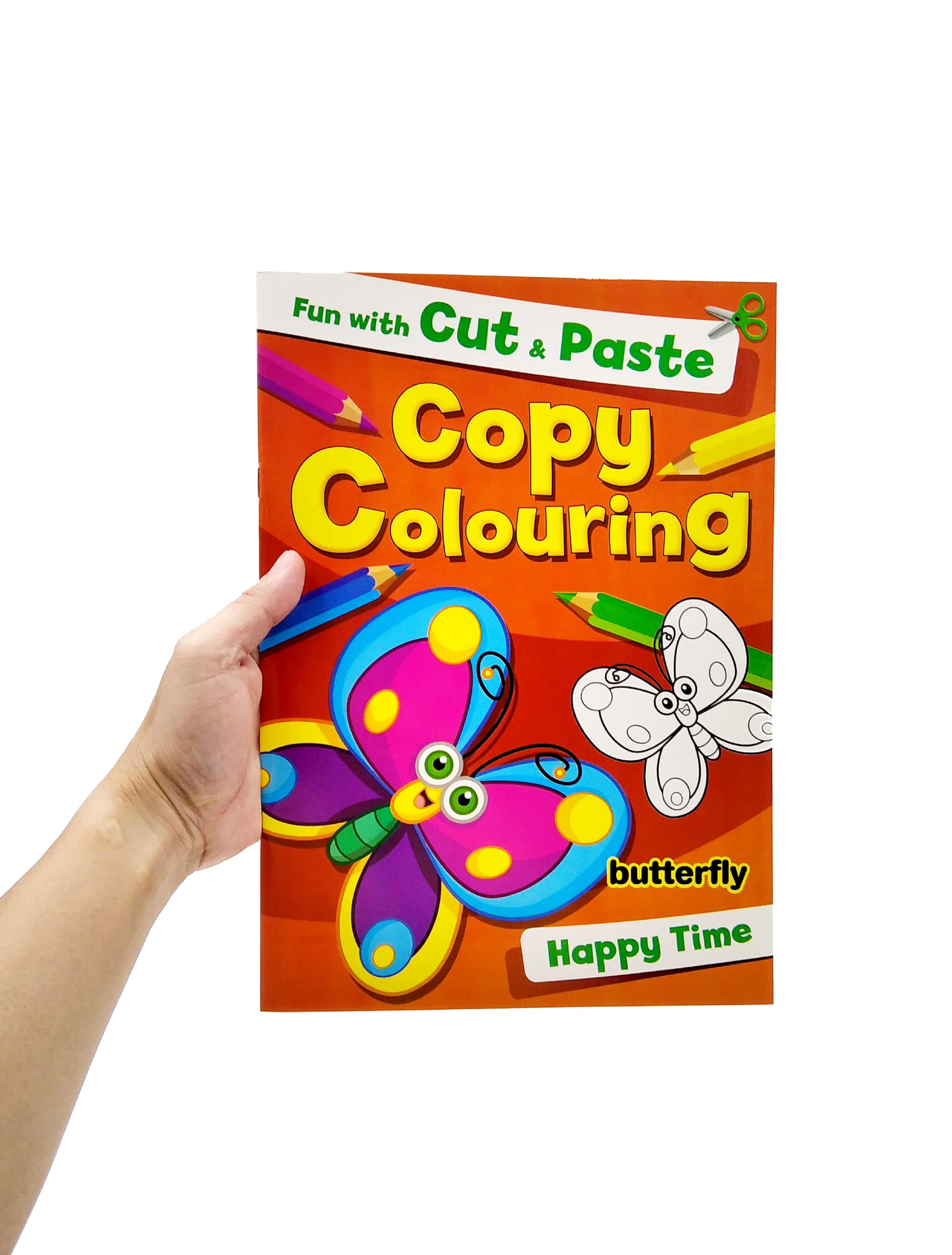 Fun With Cut & Paste Copy Colouring: Butterfly Happy Time