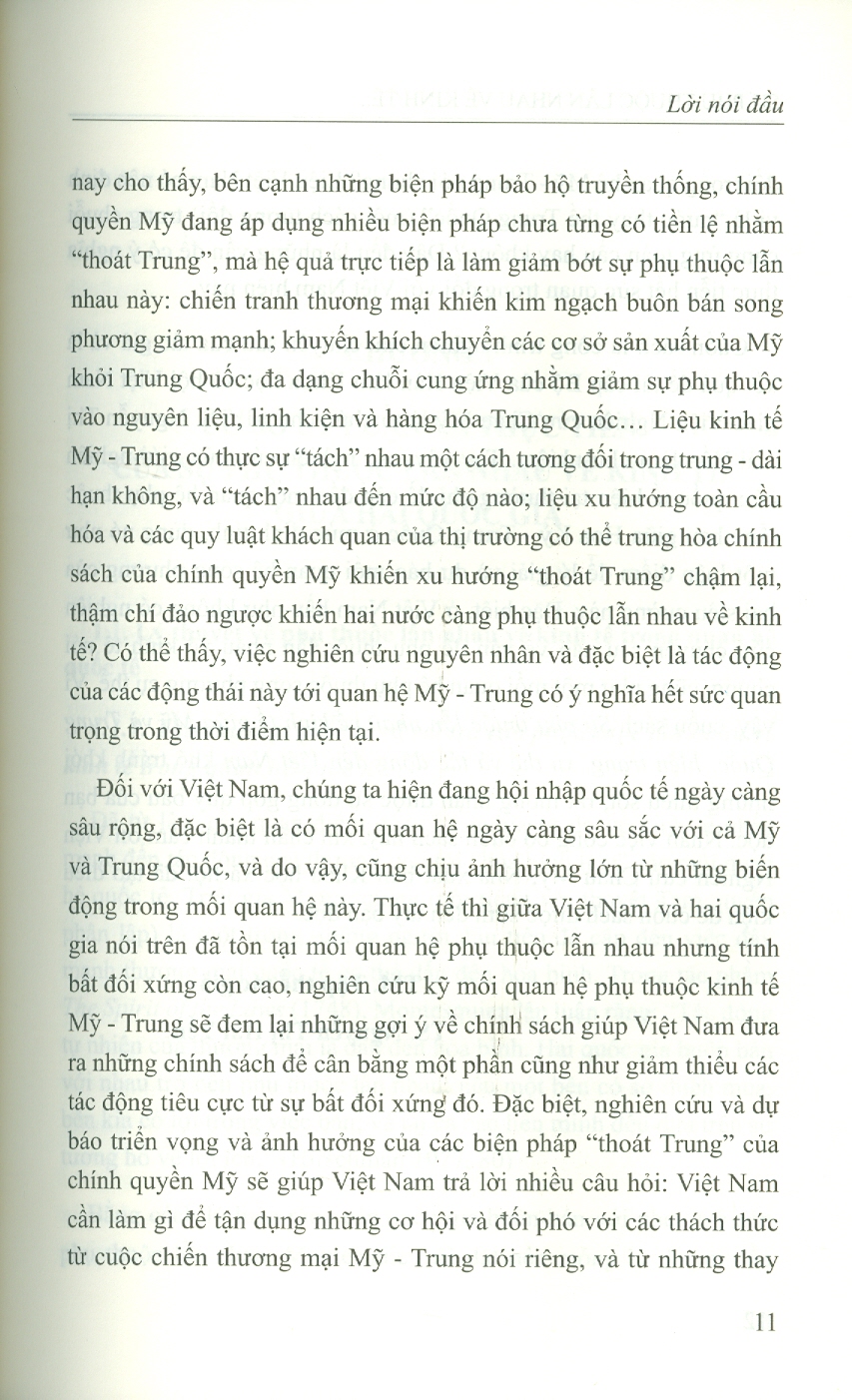 Sự Phụ Thuộc Lẫn Nhau Về Kinh Tế Giữa Mỹ Và Trung Quốc: Hiện Trạng, Xu Thế Và Tác Động Đến Việt Nam (Sách chuyên khảo) - Viện Hàn lâm Khoa học Xã hội Việt Nam - Viện Nghiên cứu Châu Mỹ; TS. Nguyễn Thị Hải Yến chủ biên