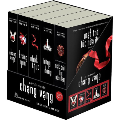 Sách - Hộp Trọn Bộ Chạng Vạng (5 Cuốn): Chạng Vạng + Trăng Non + Nhật Thực + Hừng Đông Và Mặt Trời Lúc Nửa Đêm - NXB Trẻ