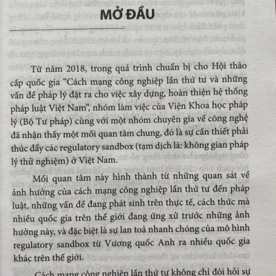 Phát Triển Không Gian Pháp Lý Thử Nghiệm Cho Công Nghệ Tài Chính và Các Lĩnh Vực Công Nghệ Mới Tại Việt Nam