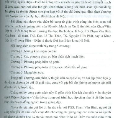 Bài giảng Lý Thuyết Mạch - Nguyễn Hữu Phát (Chủ biên), Đào Lê Thu Thảo
