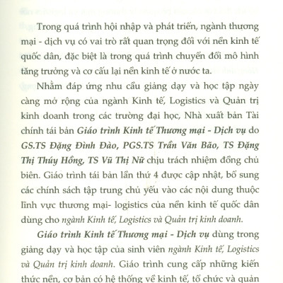 Giáo trình Kinh Tế Thương Mại - Dịch Vụ (Dành cho ngành Kinh tế, Logistics và Quản trị Kinh doanh)