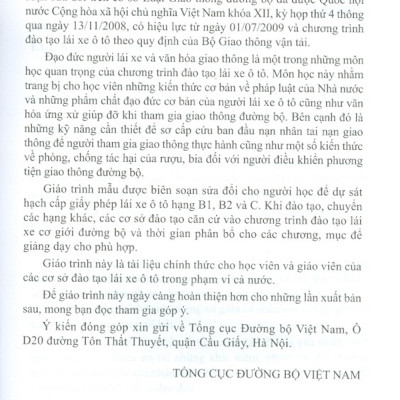 Giáo Trình Đạo Đức Người Lái Xe Và Văn Hóa Giao Thông - Dùng Cho Các Lớp Đào Tạo Lái Xe Ô Tô